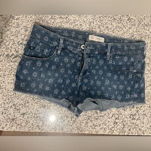 AG + Liberty Denim Floral Pattern Shorts